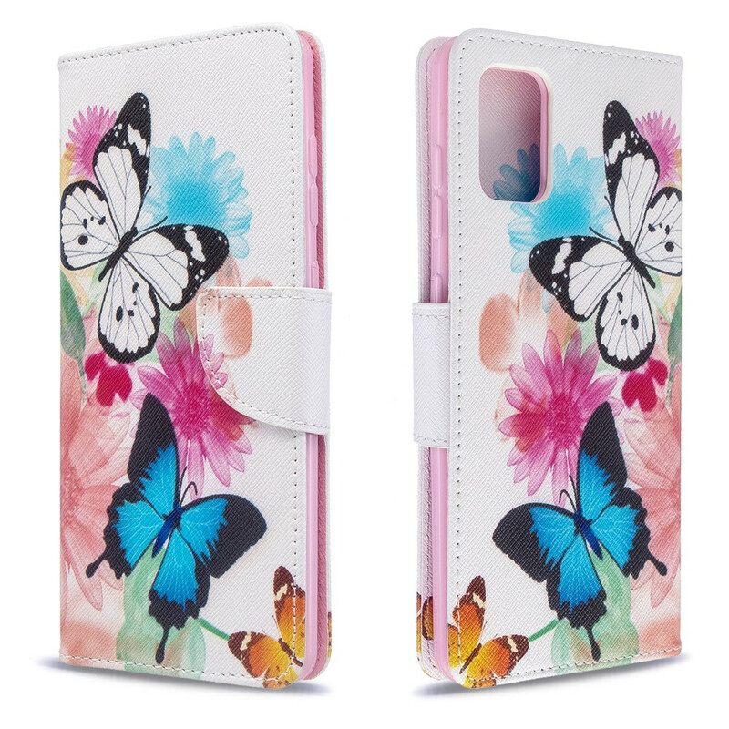 Samsung Galaxy A71 Case Painted Butterflies and Flowers
