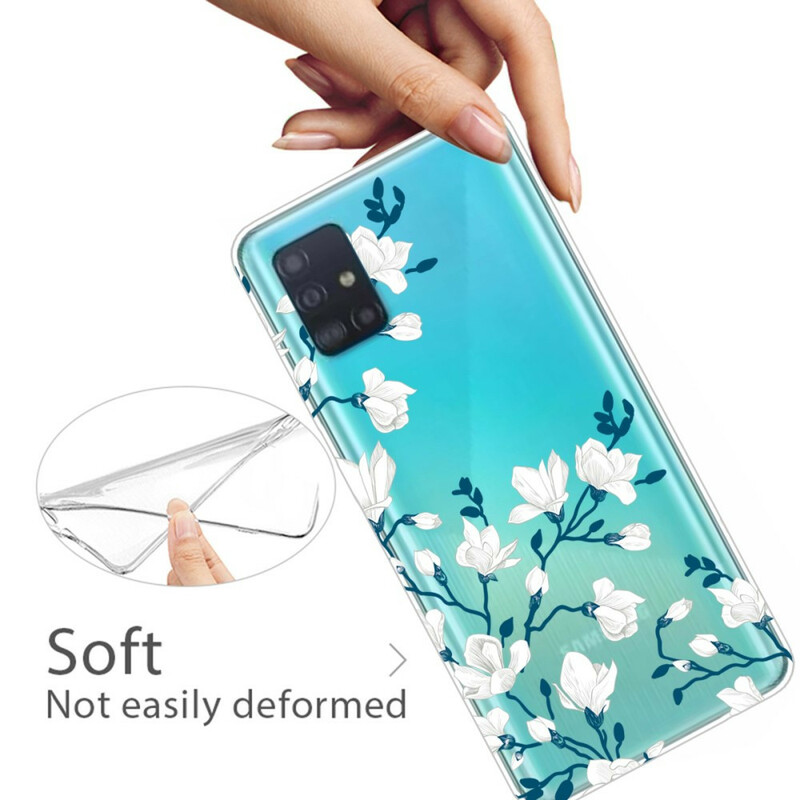 Case Samsung Galaxy A71 White Flowers