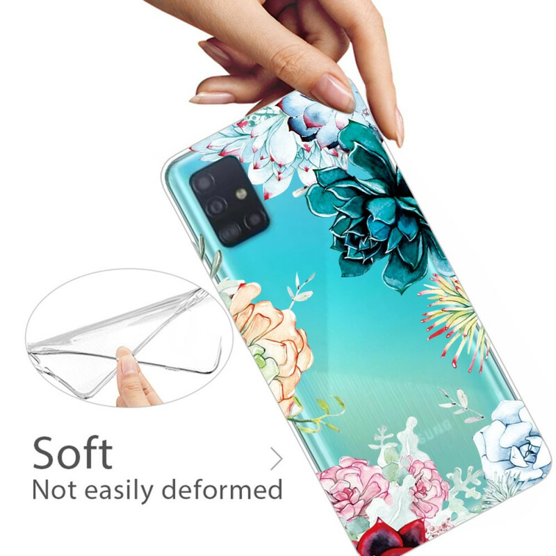 Samsung Galaxy A71 Transparent Watercolor Flower Case