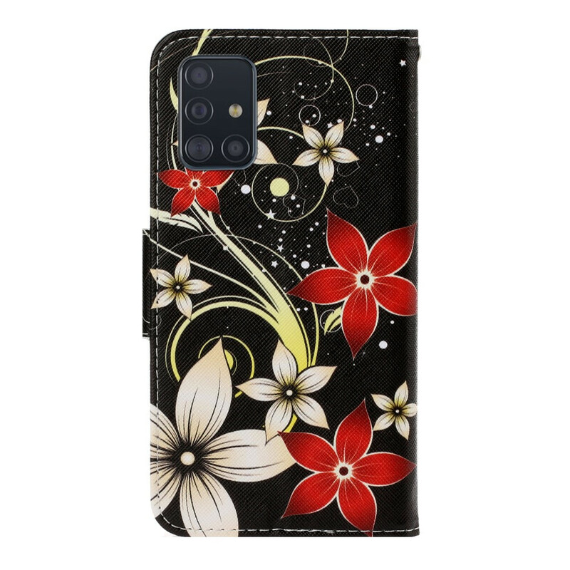 Case Samsung Galaxy A71 Colored Flowers with Strap