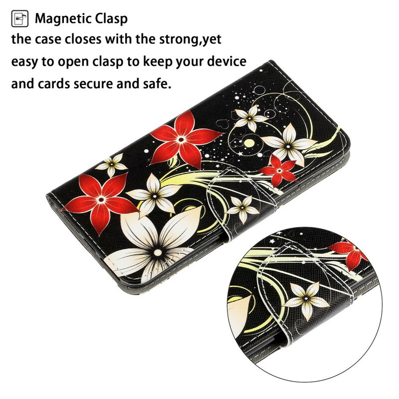 Case Samsung Galaxy A71 Colored Flowers with Strap