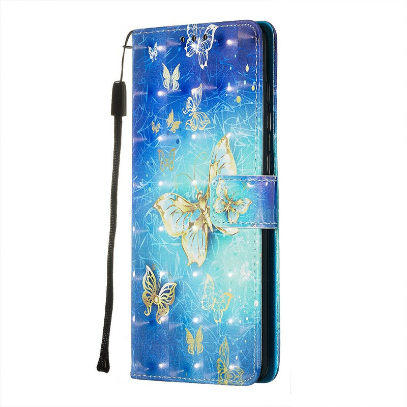 Samsung Galaxy A71 Gold Butterfly Lanyard Case