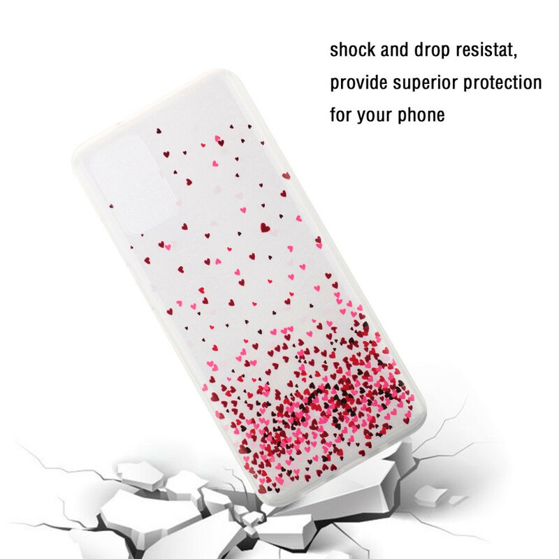 Samsung Galaxy S20 Ultra Clear Case Multiple Red Hearts