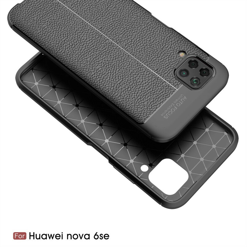 Cover Huawei P40 Lite Leather Effect Lychee Double Line