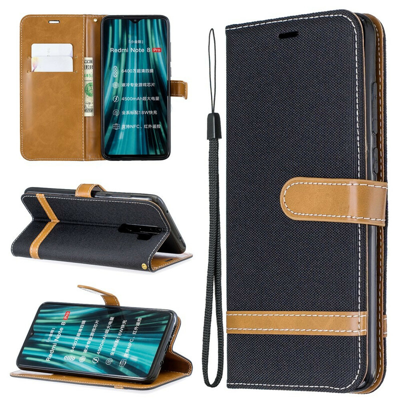 Xiaomi Redmi Note 8 Pro Fabric and Leather Effect Case with Strap