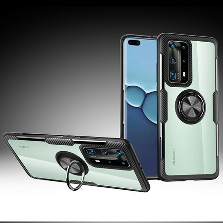 Huawei P40 Pro Transparent Cover Premium Metal Ring