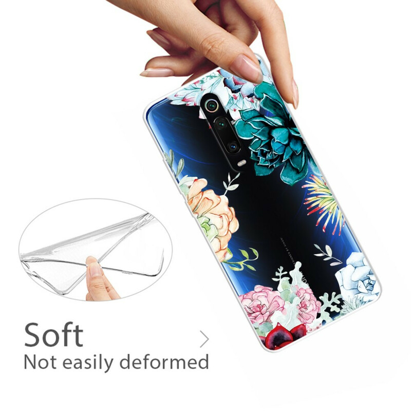 Xiaomi Mi 9T / Mi 9T Pro Transparent Watercolor Flower Case
