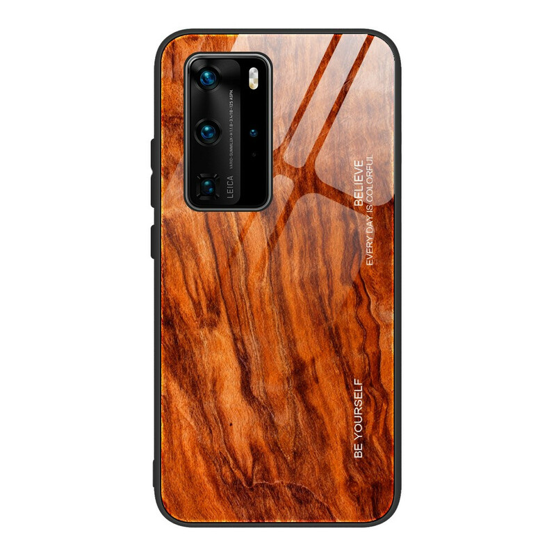 Huawei P40 Pro Cover Tempered Glass Design Wood