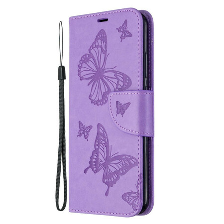 Case Huawei P40 Lite E Butterflies and Oblique Flap