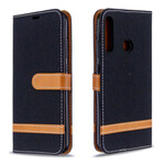 Case Huawei P40 Lite E Fabric and Leather effect with strap