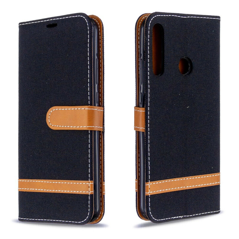 Case Huawei P40 Lite E Fabric and Leather effect with strap