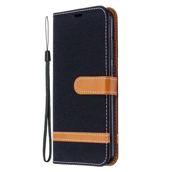 Case Huawei P40 Lite E Fabric and Leather effect with strap