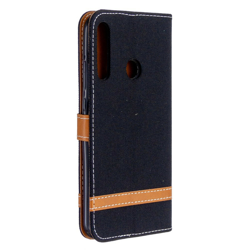 Case Huawei P40 Lite E Fabric and Leather effect with strap