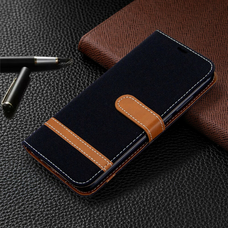 Case Huawei P40 Lite E Fabric and Leather effect with strap