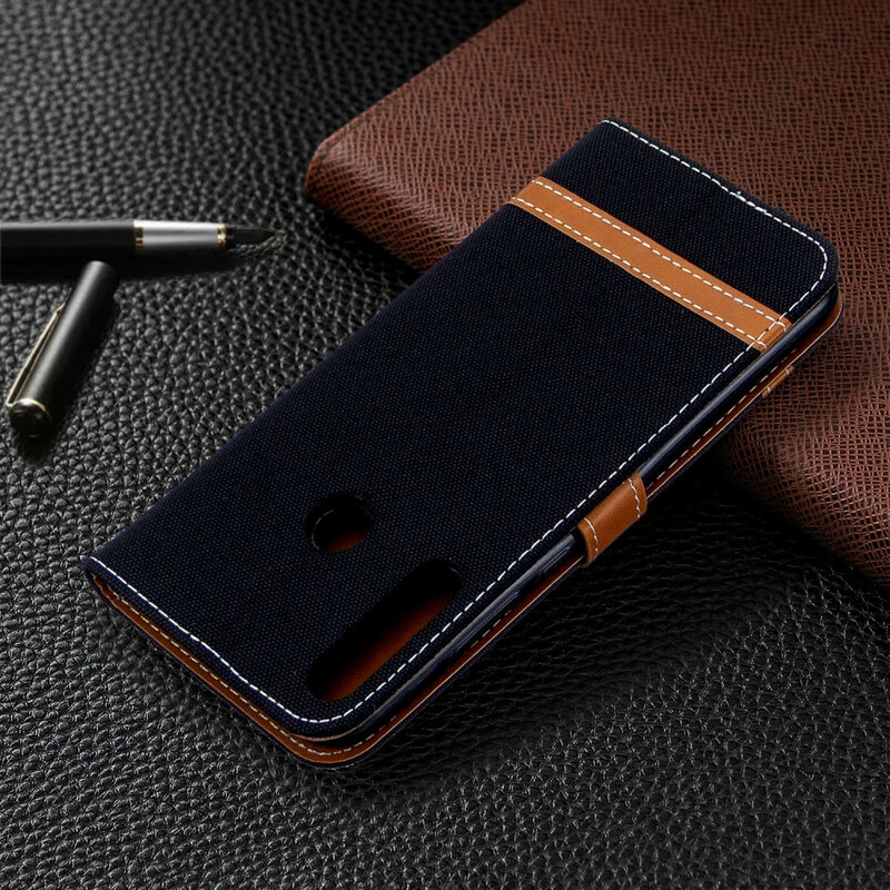 Case Huawei P40 Lite E Fabric and Leather effect with strap