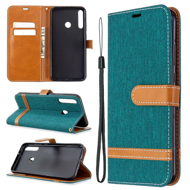 Case Huawei P40 Lite E Fabric and Leather effect with strap