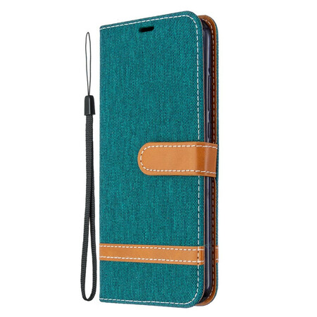Case Huawei P40 Lite E Fabric and Leather effect with strap
