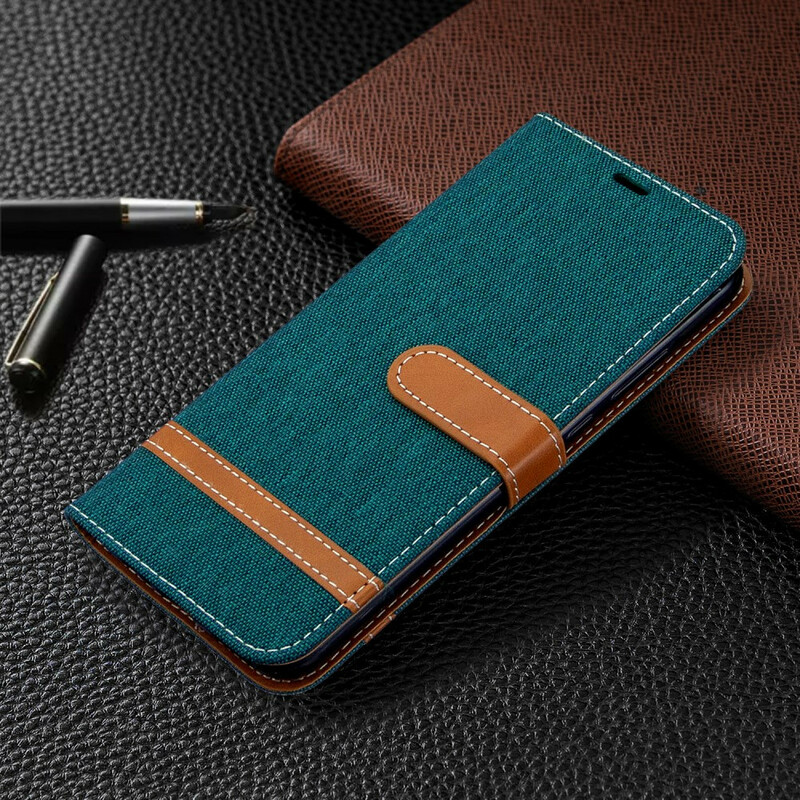 Case Huawei P40 Lite E Fabric and Leather effect with strap
