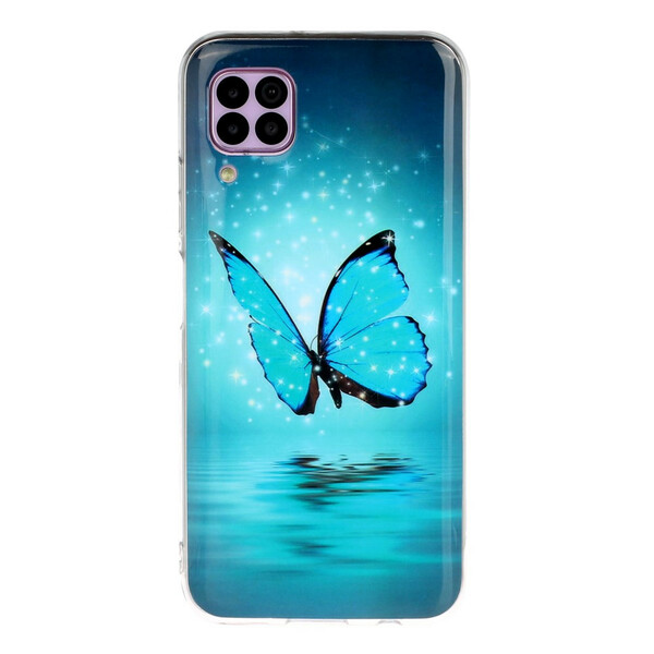Case Huawei P40 Lite Papillon Bleu Fluorescente