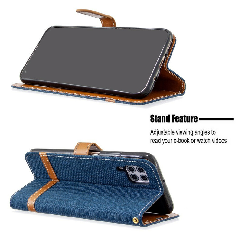 Huawei P40 Lite Fabric and Leather effect case with strap