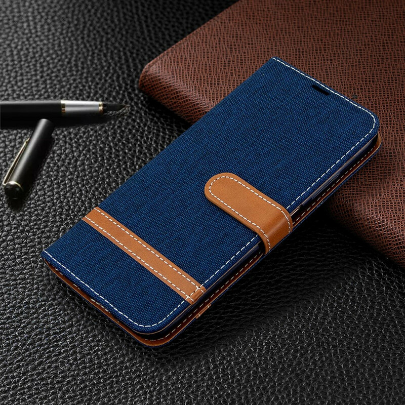 Huawei P40 Lite Fabric and Leather effect case with strap