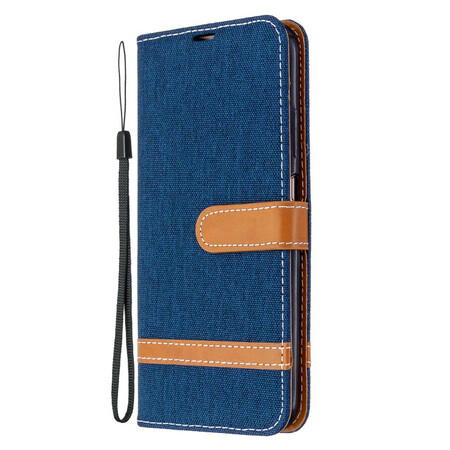 Huawei P40 Lite Fabric and Leather effect case with strap
