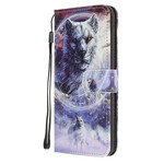 Huawei P40 Lite E Winter Wolf Case with Strap