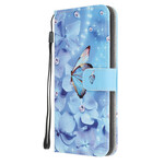 Case Huawei P40 Lite E Diamond Butterflies with Strap