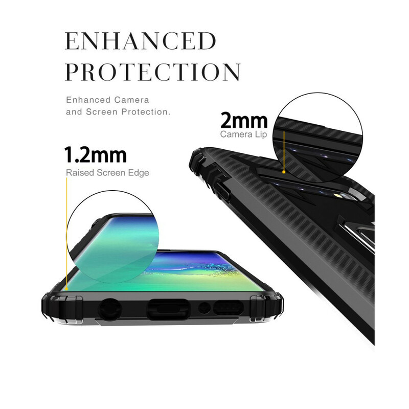 Samsung Galaxy S10 Plus Ring and Carbon Fiber Case