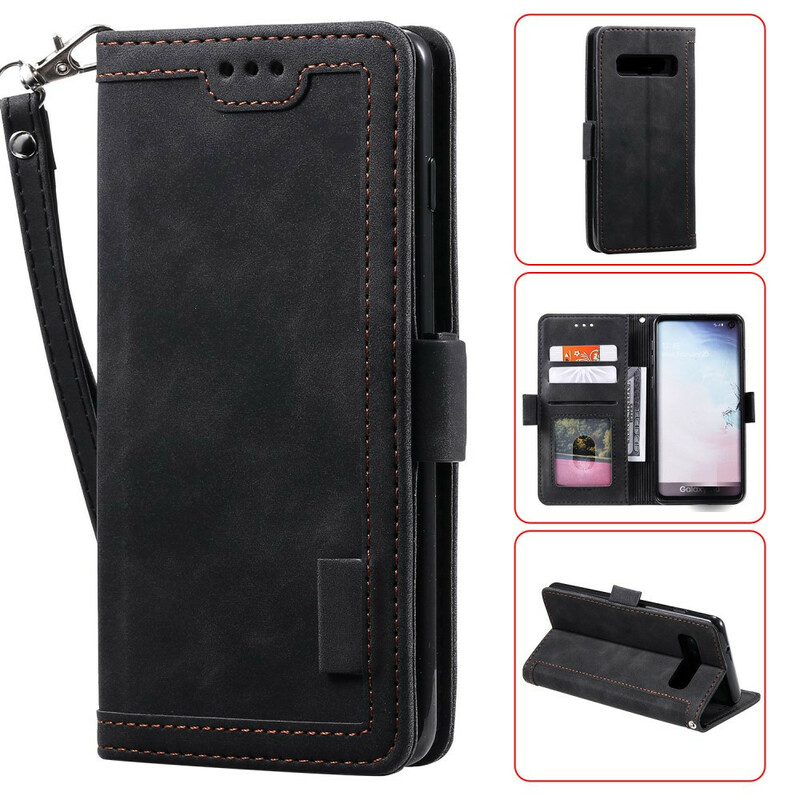 Samsung Galaxy S10 Plus Case Two-tone Faux Leather Reinforced Contours