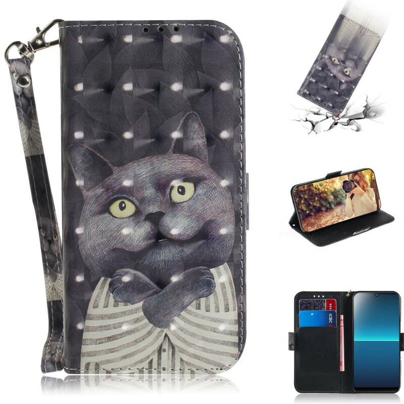 Sony Xperia L4 Cat Grey Lanyard Case