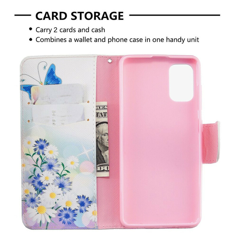 Samsung Galaxy A41 Case Painted Butterflies and Flowers