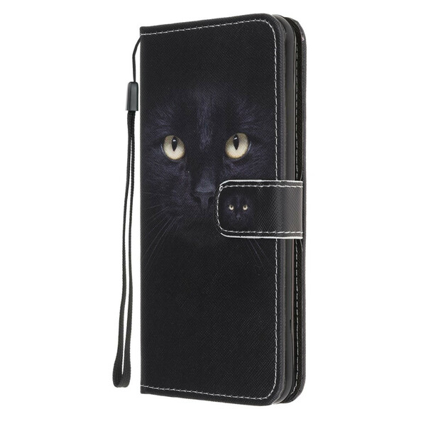 Samsung Galaxy A41 Black Cat Eye Case with Strap