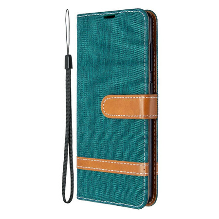 Samsung Galaxy A41 Case Fabric and Leather Effect with Strap