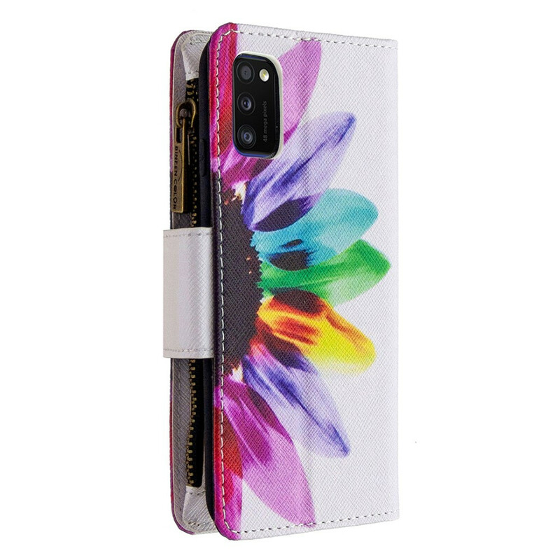 Case Samsung Galaxy A41 Zipped Pocket Flower