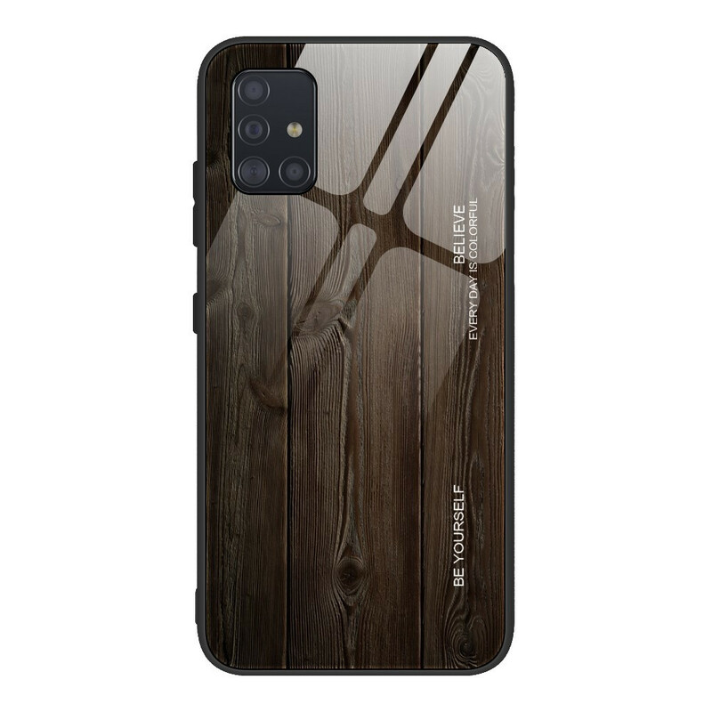 Samsung Galaxy A51 Hard Cover Glass Wooden Design