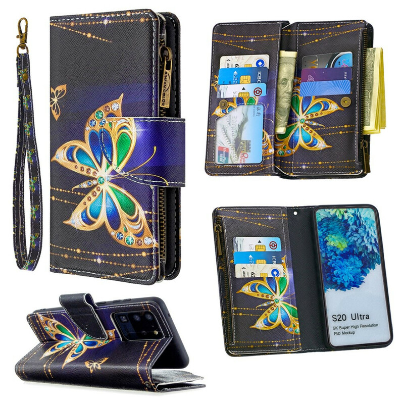 Samsung Galaxy S20 Ultra Case with Butterfly Zipper Pocket