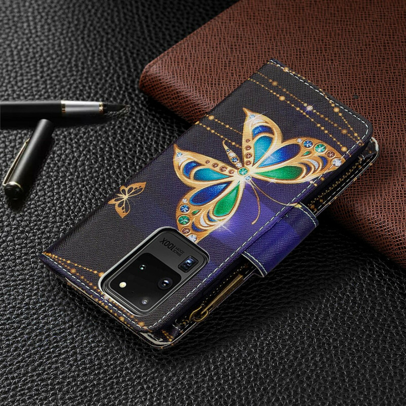 Samsung Galaxy S20 Ultra Case with Butterfly Zipper Pocket