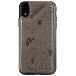 Leatherette iPhone XR Case Card Holder Cat