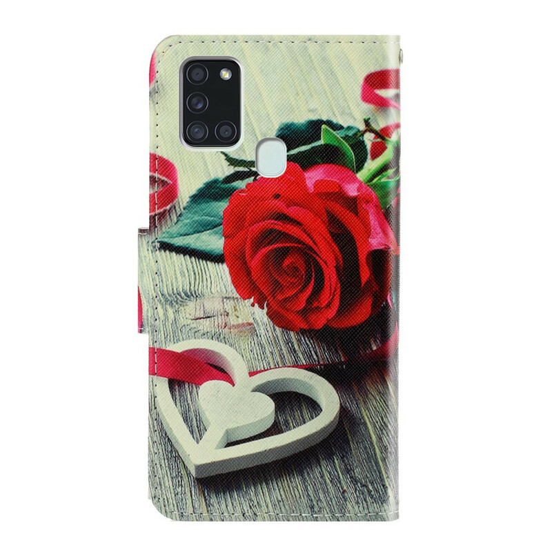 Case Samsung Galaxy A21s Colored Flowers with Strap