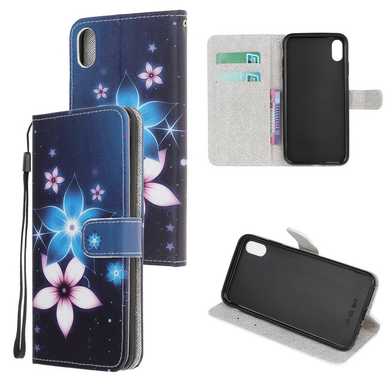 Case iPhone XR Lunar Flowers with Lanyard