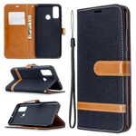 Case Huawei P Smart Plus 2020 Fabric and Leather effect with strap