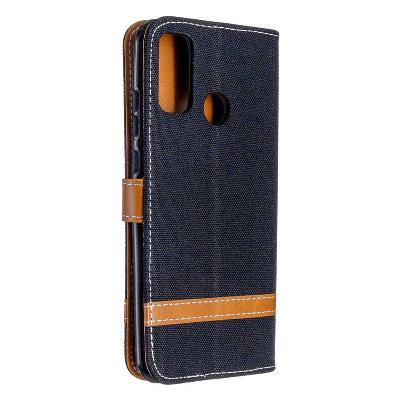 Case Huawei P Smart Plus 2020 Fabric and Leather effect with strap