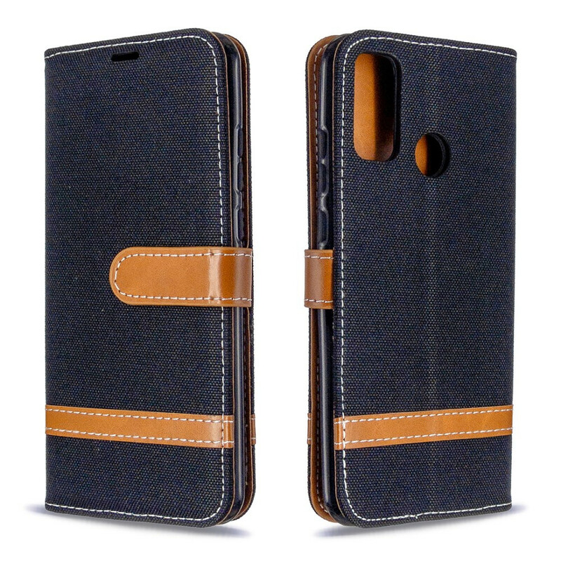 Case Huawei P Smart Plus 2020 Fabric and Leather effect with strap