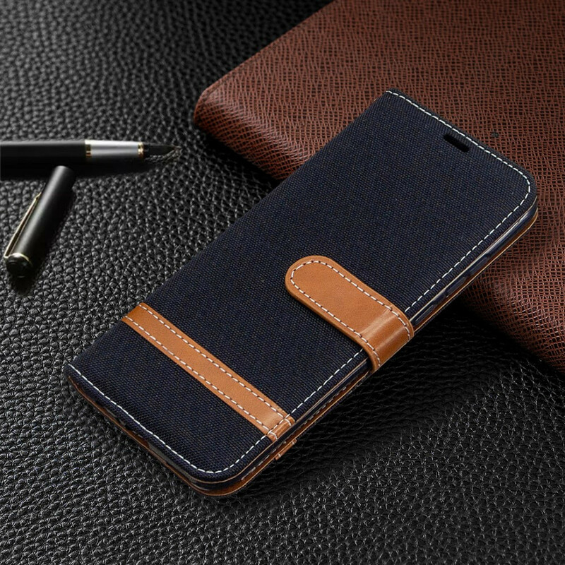 Case Huawei P Smart Plus 2020 Fabric and Leather effect with strap