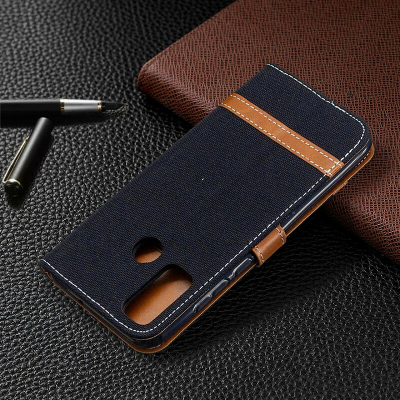 Case Huawei P Smart Plus 2020 Fabric and Leather effect with strap