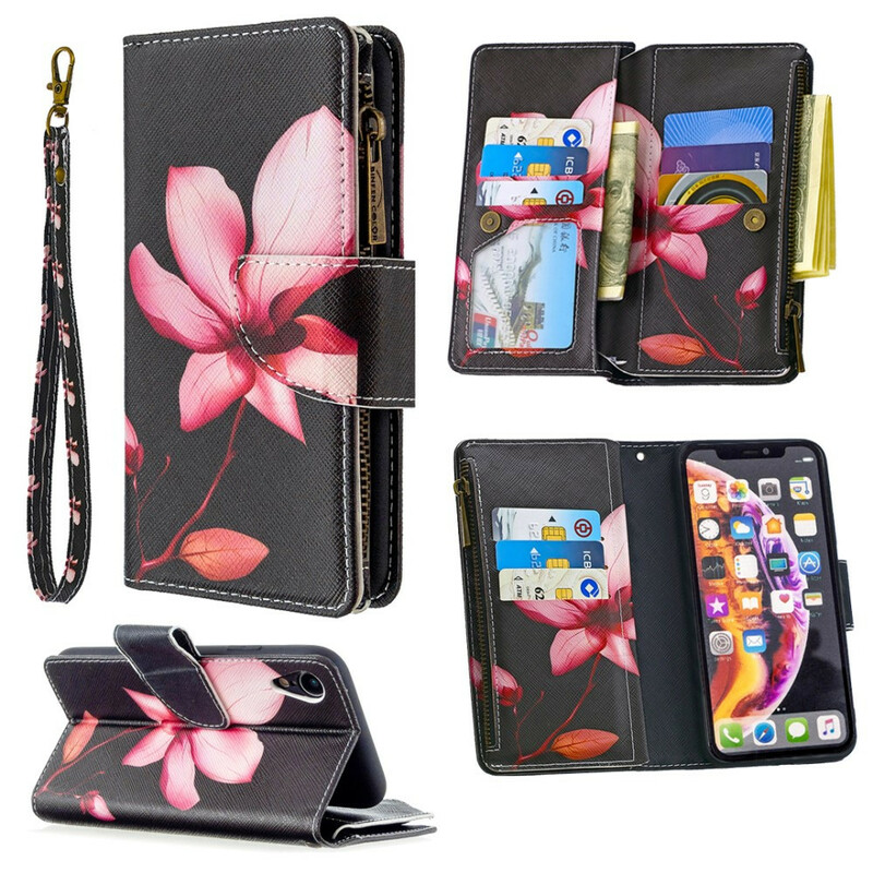 Cover for iPhone XR Zipped Pocket Flower