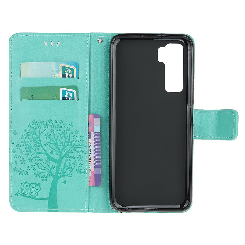 Case Huawei P40 Lite 5G Tree and Owls with Strap