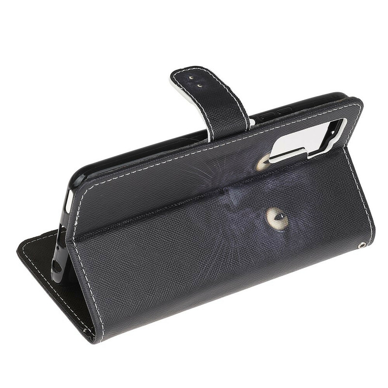 Huawei P40 Lite 5G Black Cat Eye Case with Strap