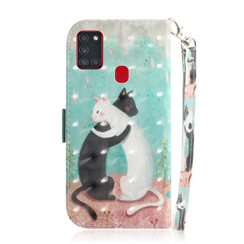 Case Samsung Galaxy A21s Friends Cats with Strap